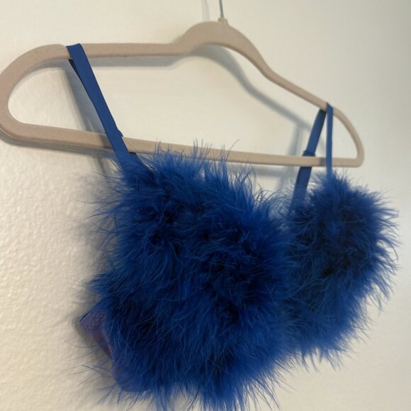 Blue  Fluffy Feather Bra adjustable straps (34 C) - Picture 3 of 3